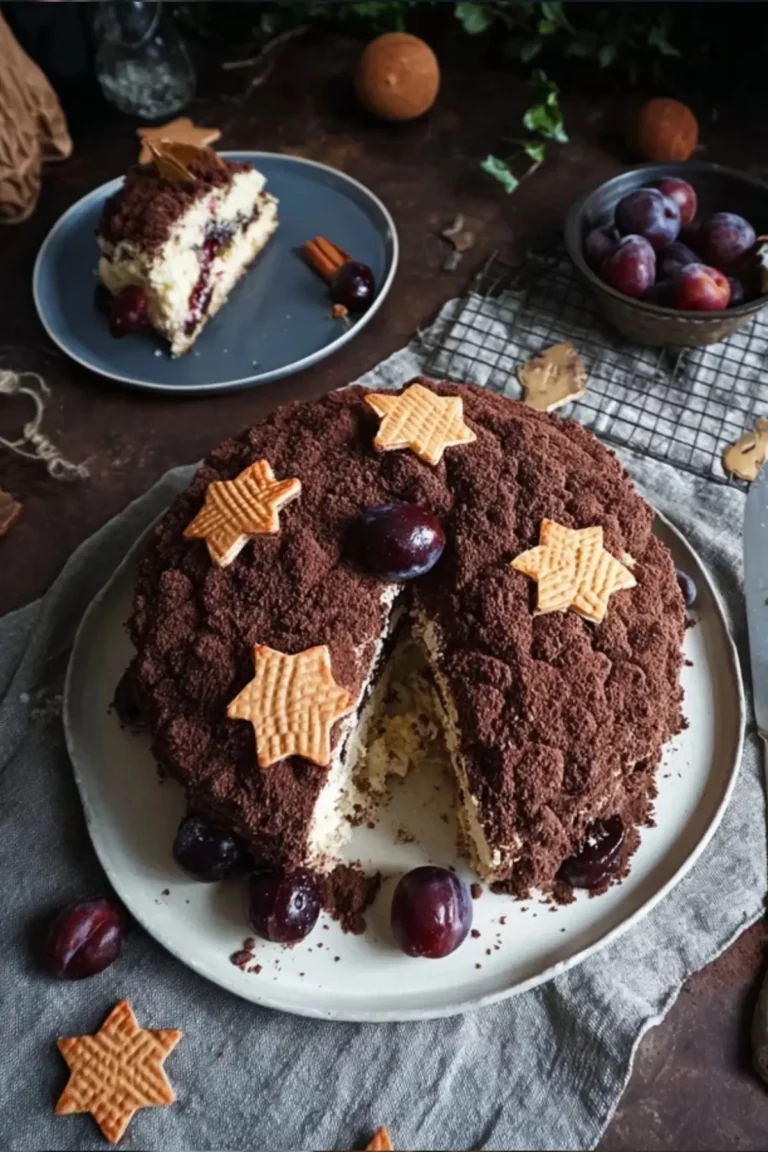Winter Maulwurfkuchen mit Zimt Pflaumen