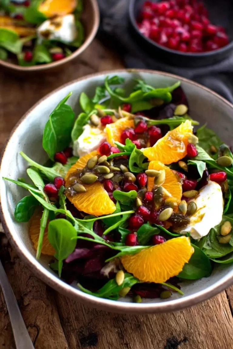 Wintersalat mit Orange, Granatapfel und Ziegenkäse