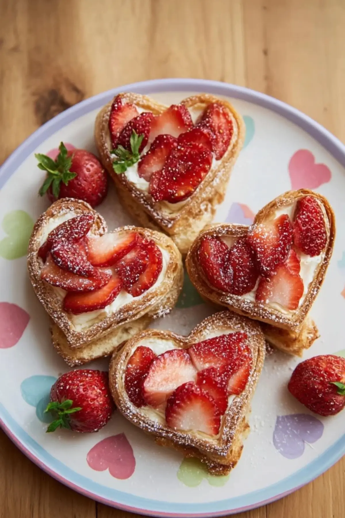 Blätterteigherzen mit Erdbeeren