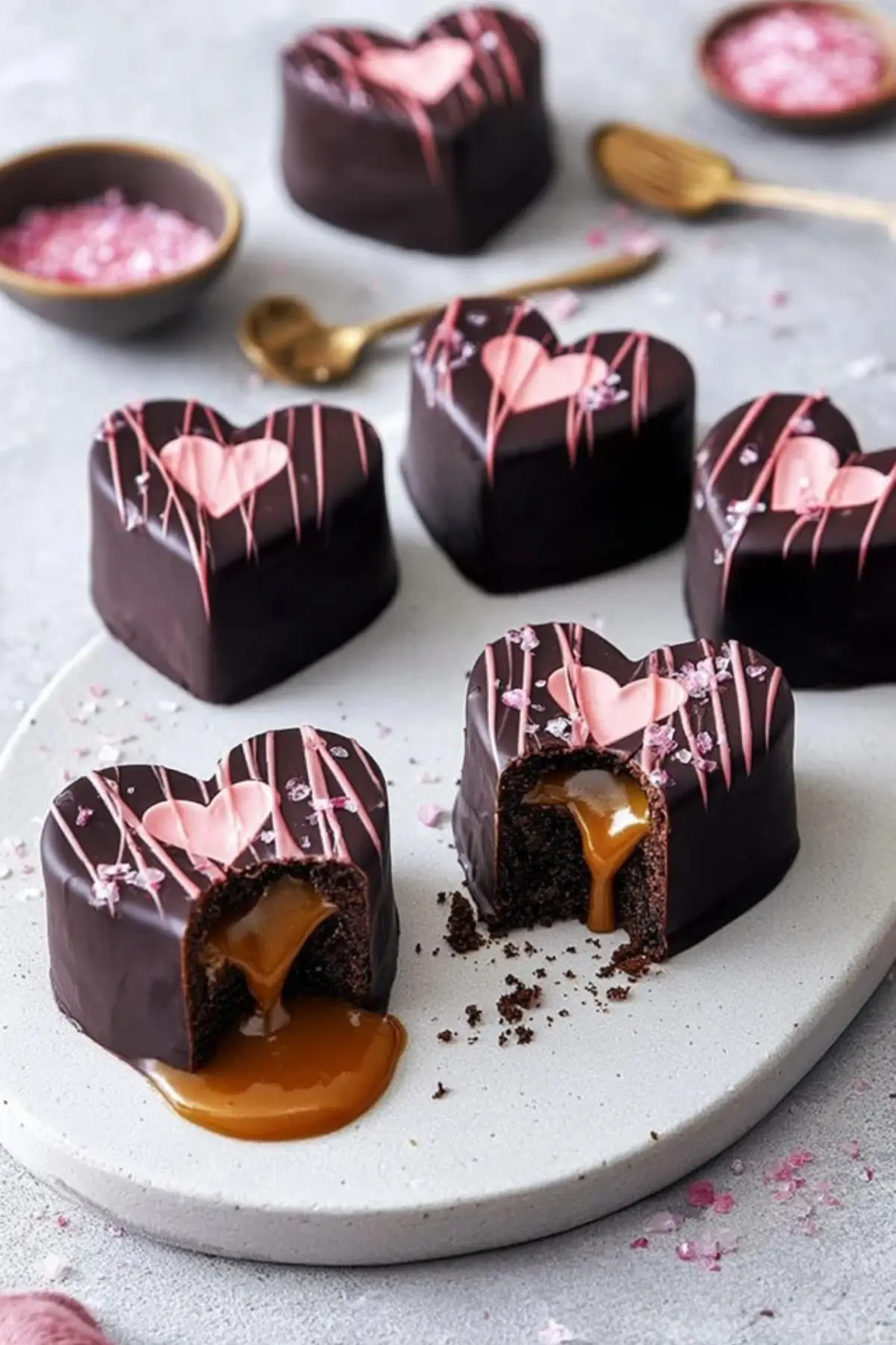 Brownie Karamell Herzen