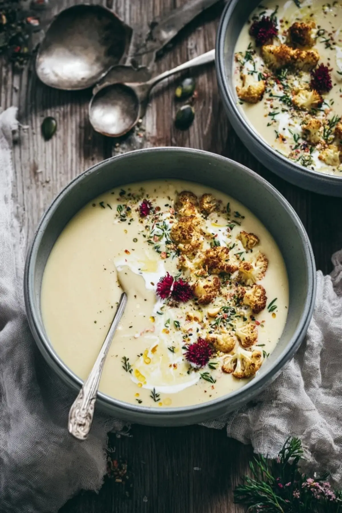 Cremige Blumenkohl Tahini Suppe