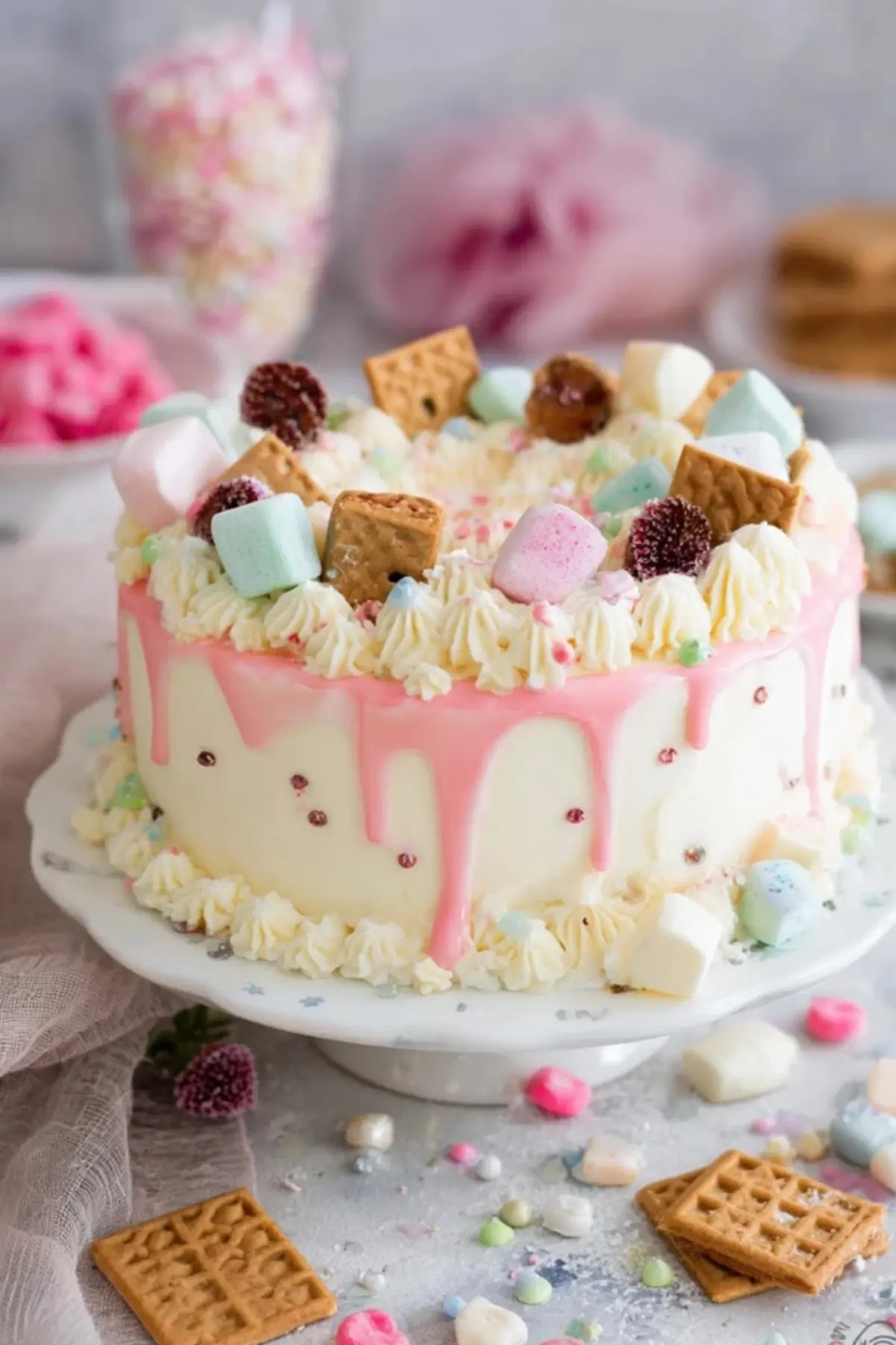 Fantatorte mit Schmandcreme und Pfirsichen