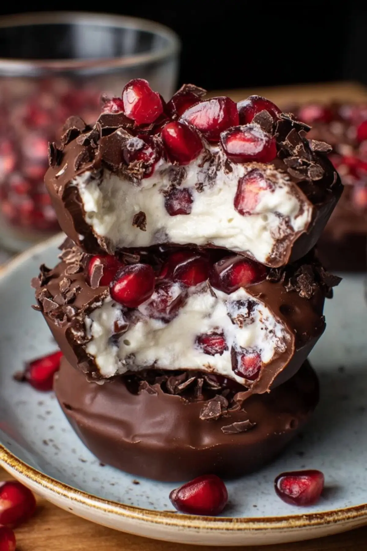 Granatapfel Joghurt Häppchen mit Schokolade