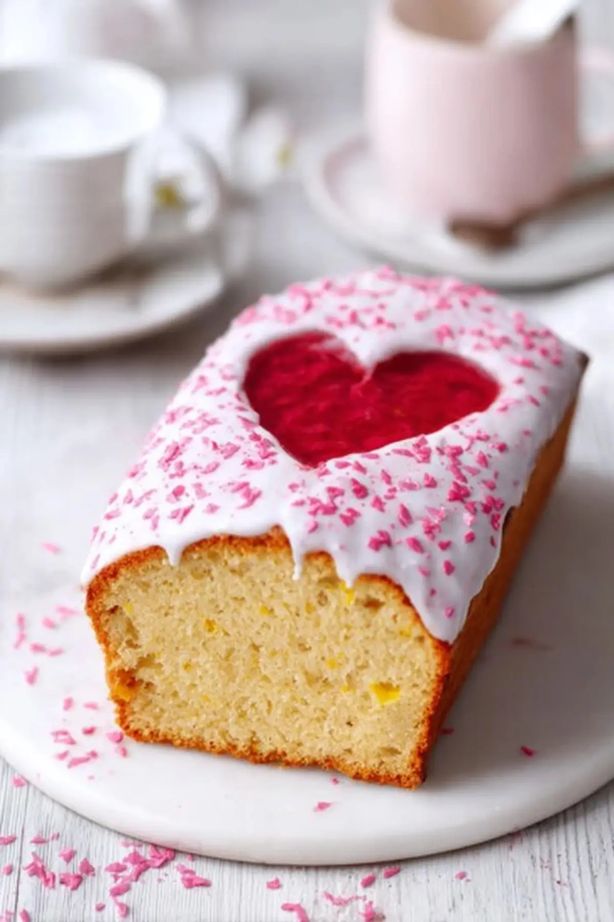 Herz Motivkuchen mit Zitronenguss