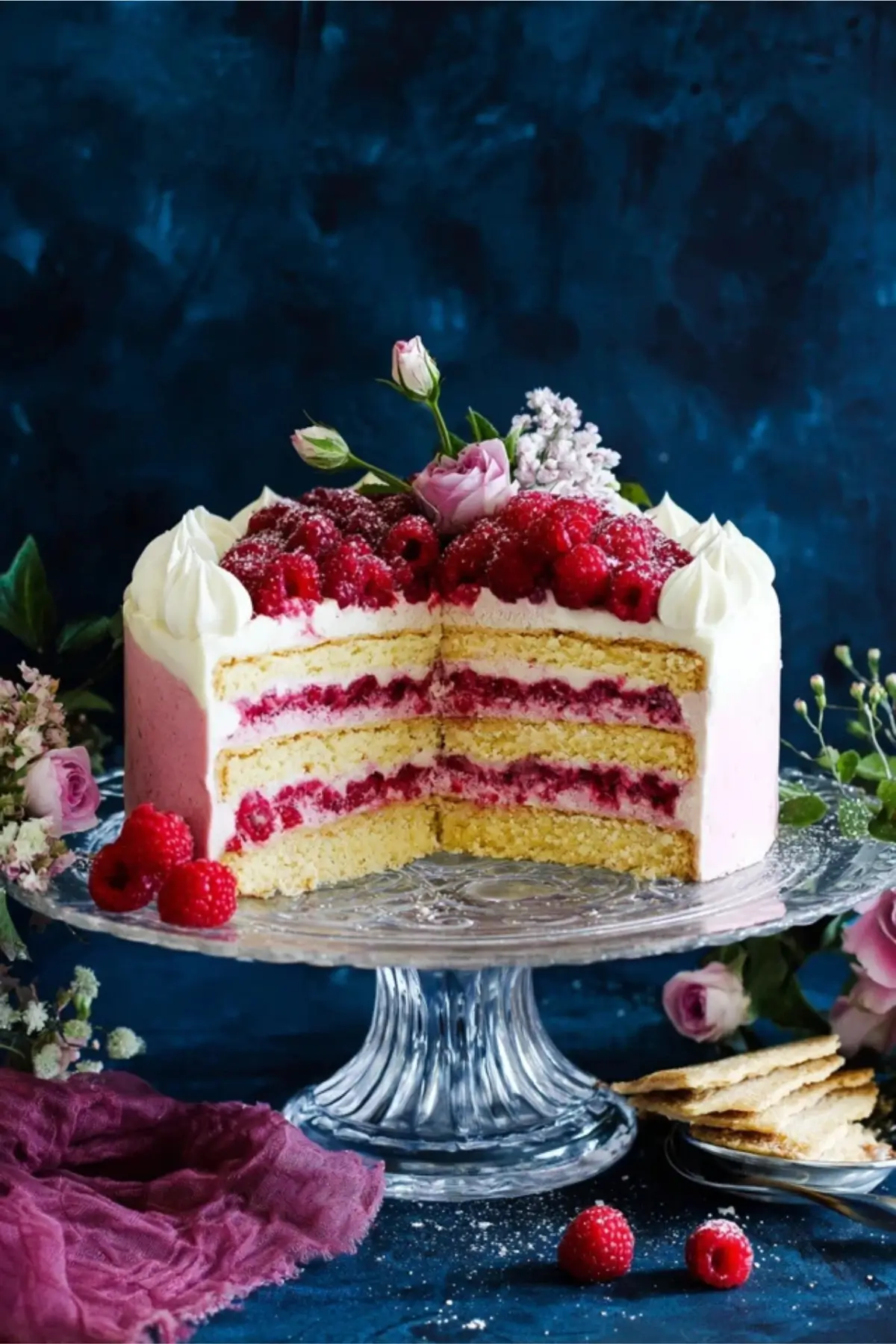 Himbeertorte mit Biskuitböden & Himbeercreme Füllung