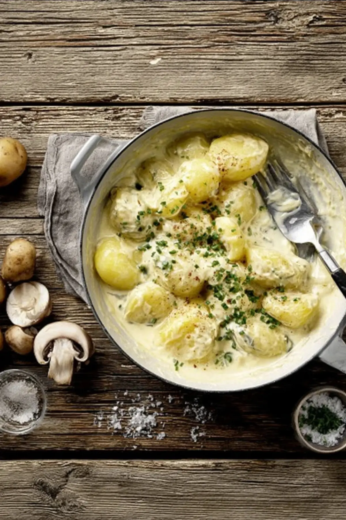 Kartoffeln in Knoblauch Rahmsauce