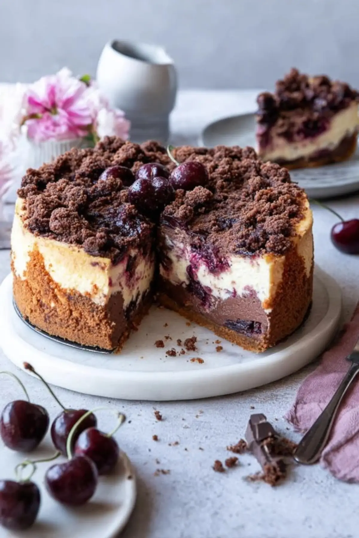 Schoko Kirsch Käsekuchen mit Streuseln – Einfach, Cremig und ...