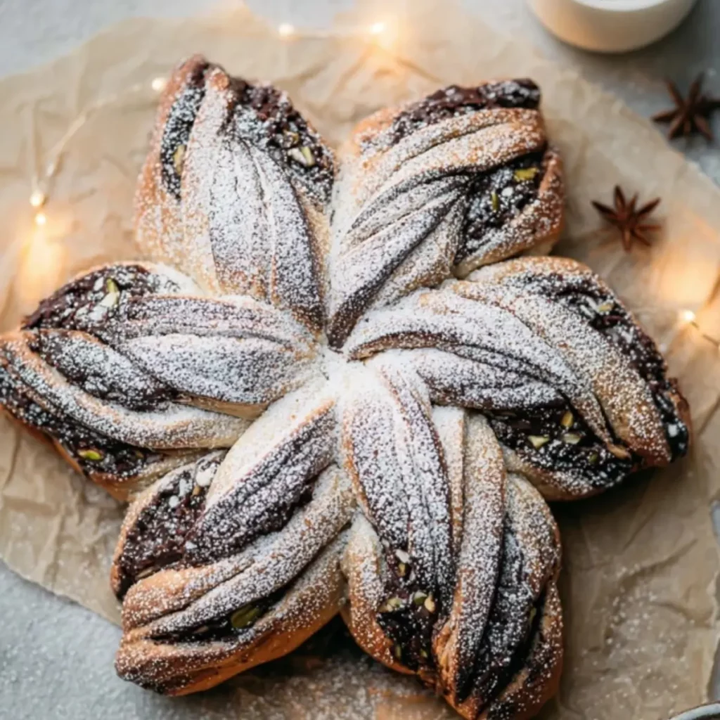 Schoko Pistazien Weihnachtsstern Brot