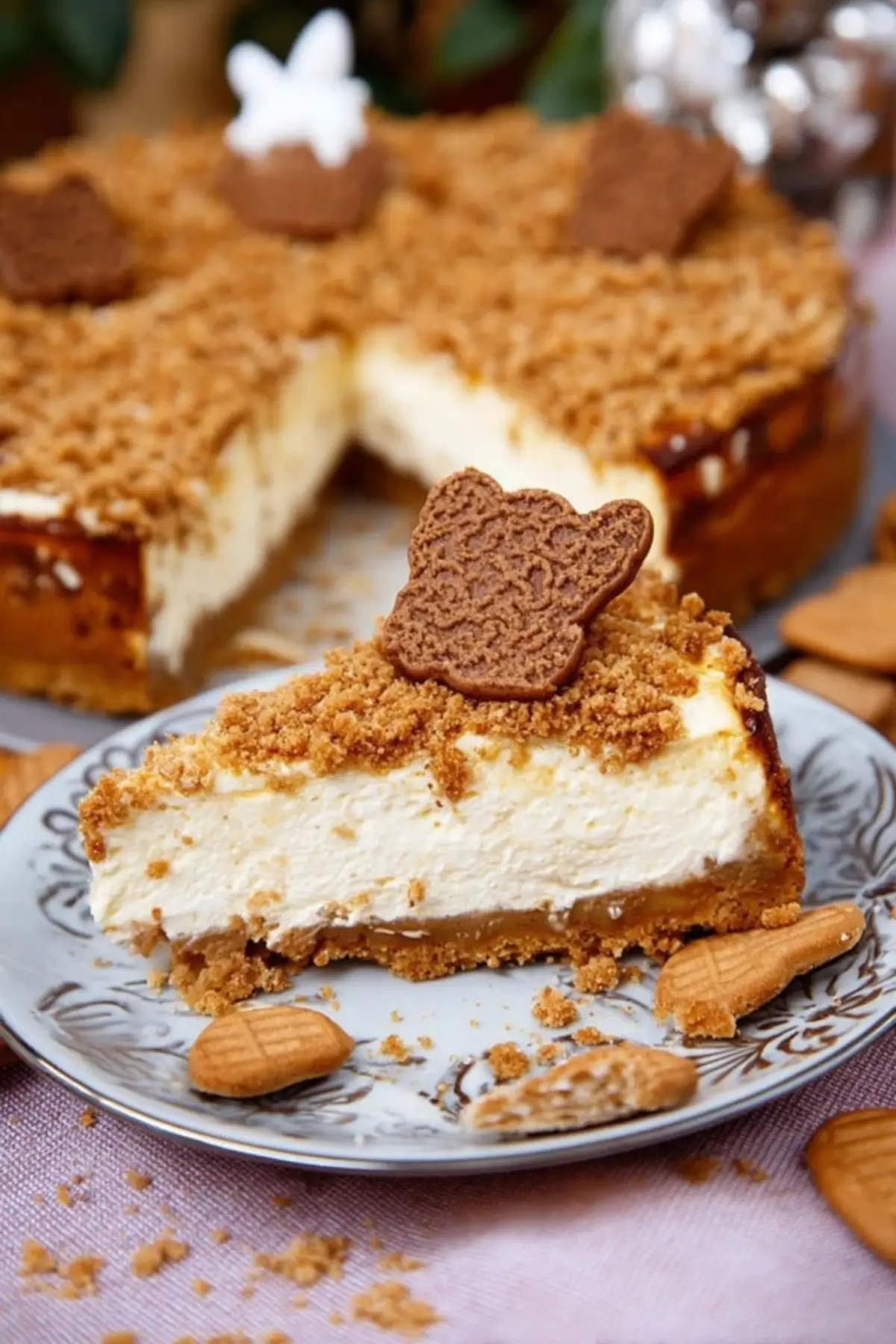 Spekulatius Käsekuchen mit Keksboden, Streuseln und Frischkäse