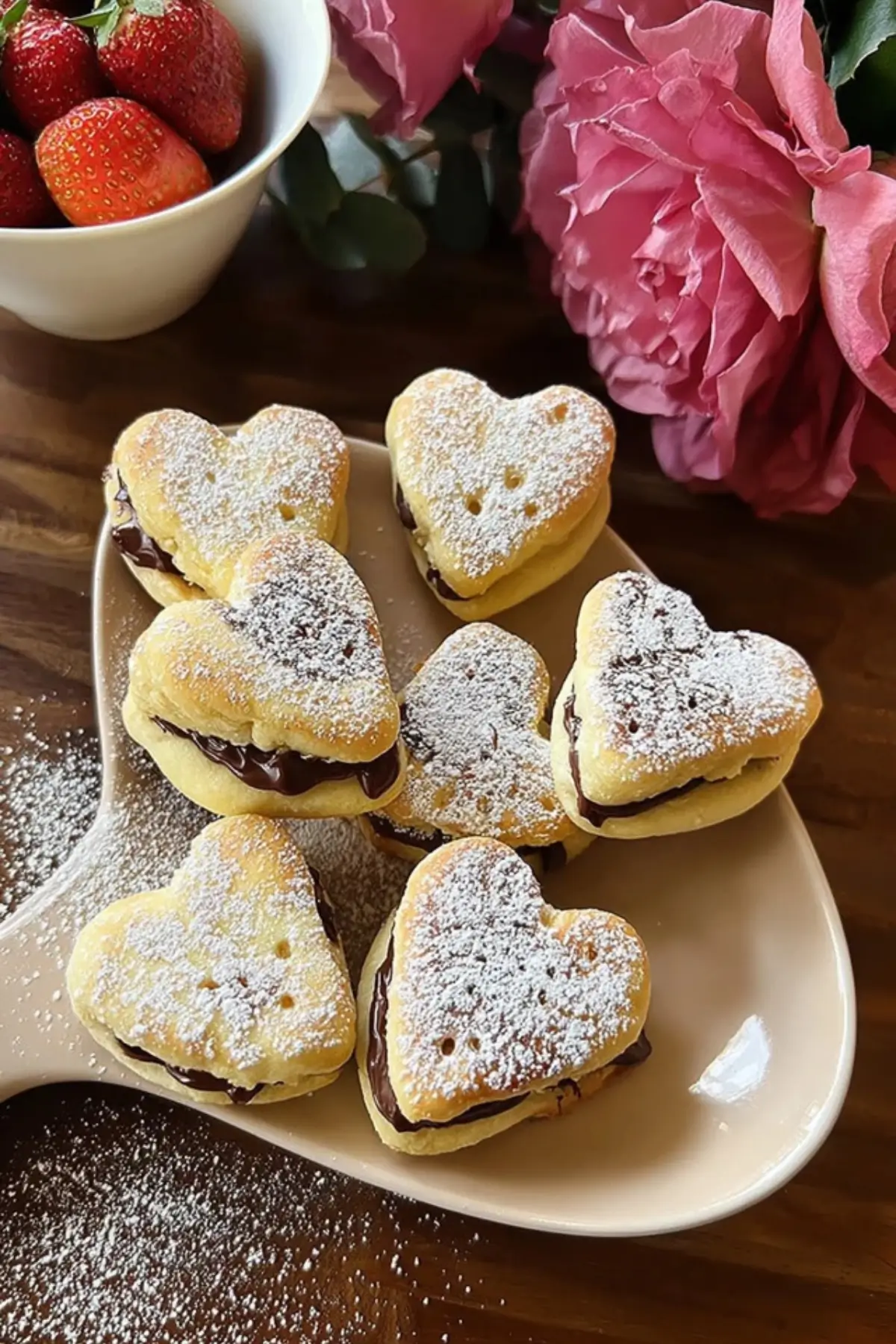 Süße Blätterteig Herzen mit Nutella