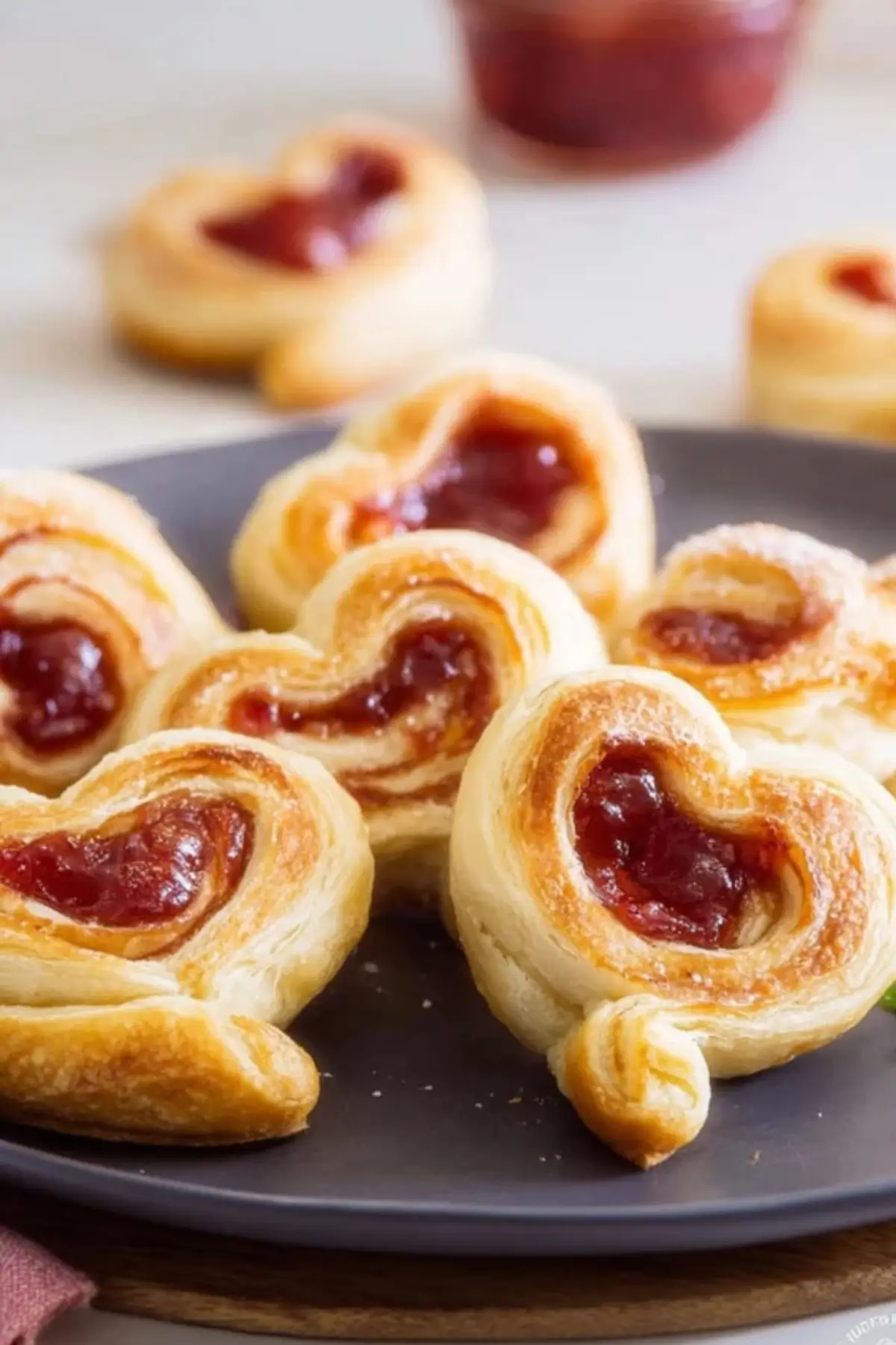gefüllte Blätterteig Herzen mit Marmelade