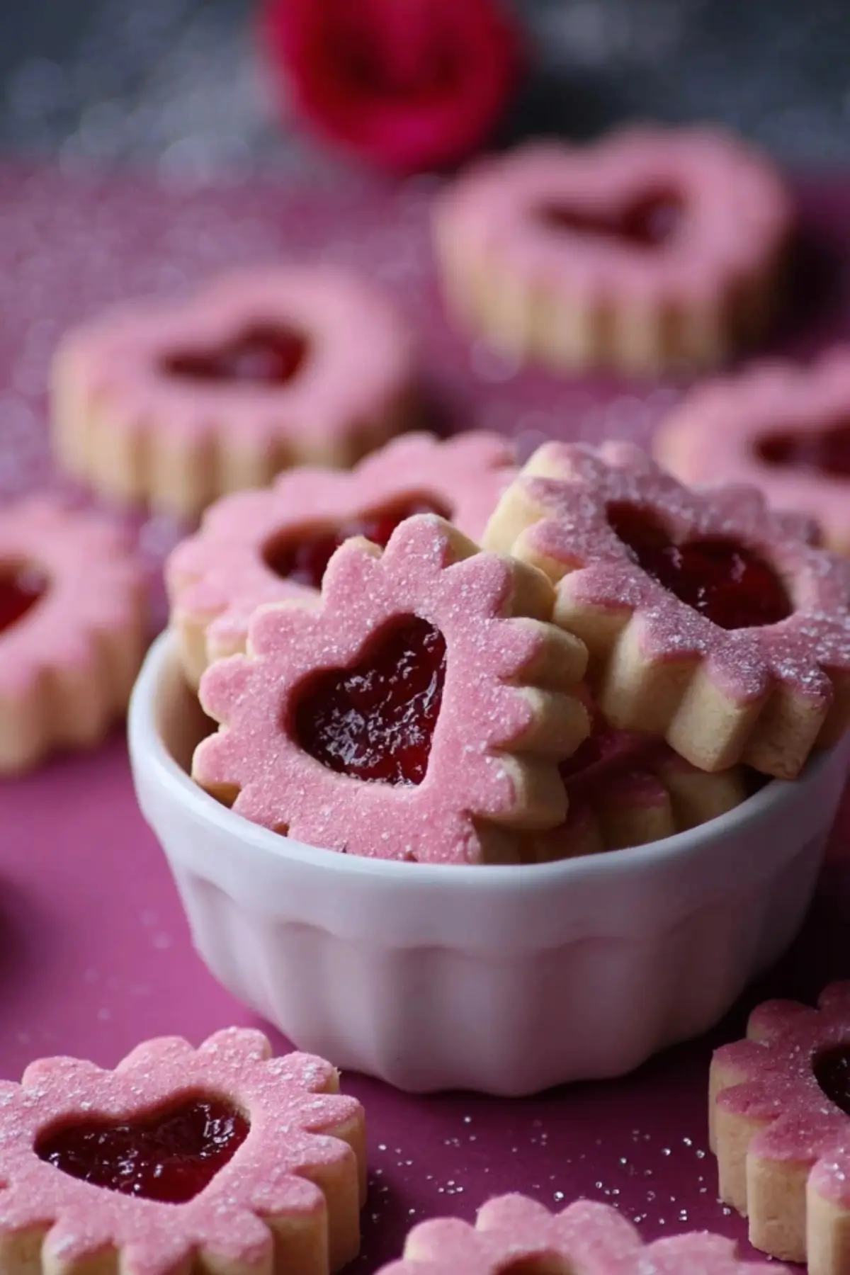 rosa rote Linzer Plätzchen