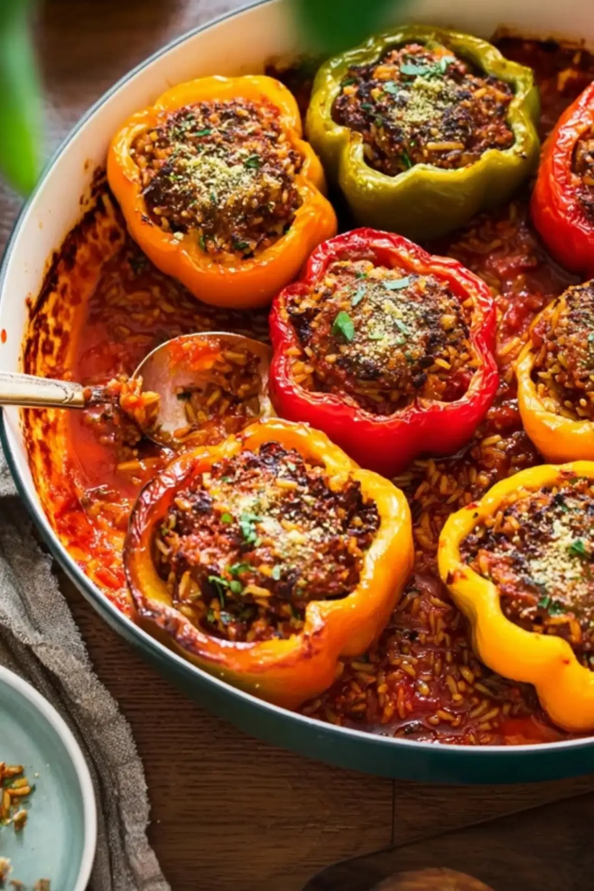 Gefüllte Paprikaschoten mit rotem Reis