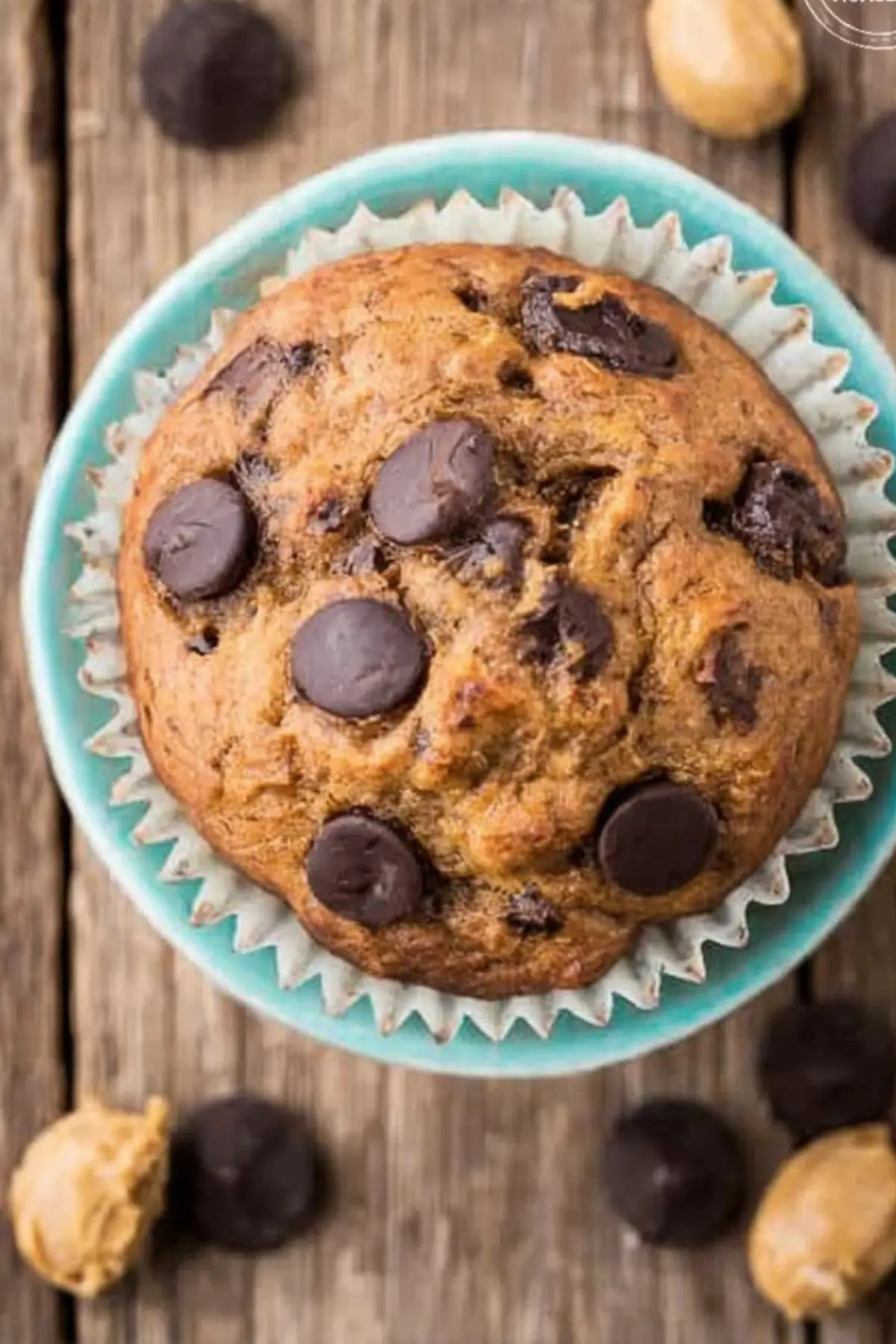 Gesunde Bananen Schoko Muffins mit Erdnussbutter