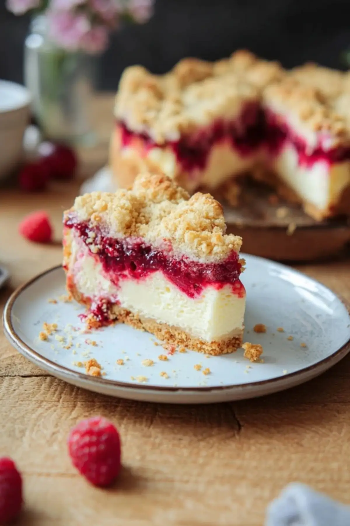 Himbeer Streusel Kuchen mit Joghurt Cheesecake