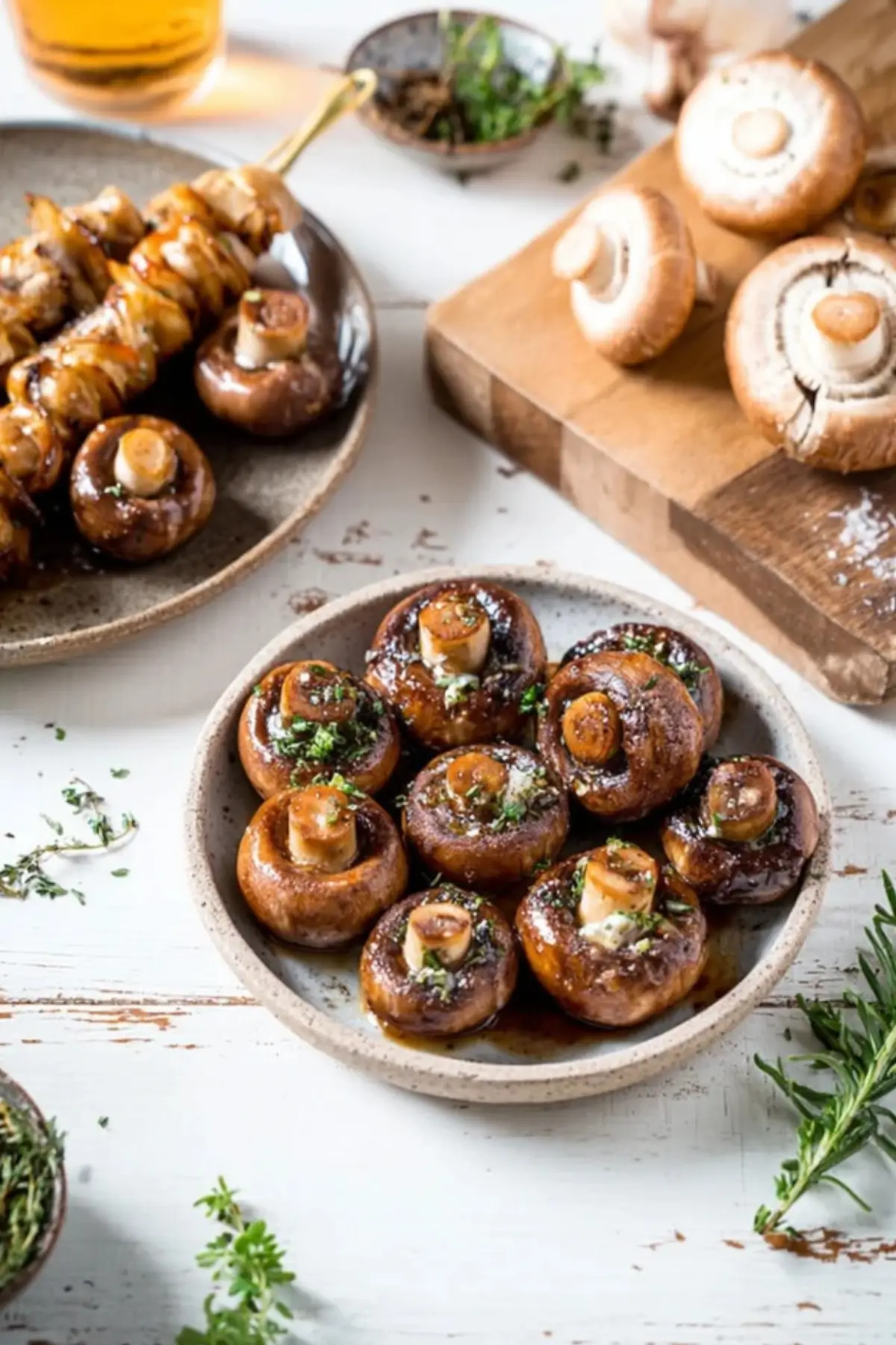 Marinierte Champignon Spieße