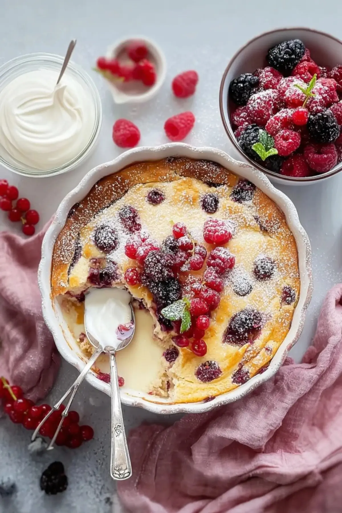 Quark Griess Auflauf mit Obst nach Wahl