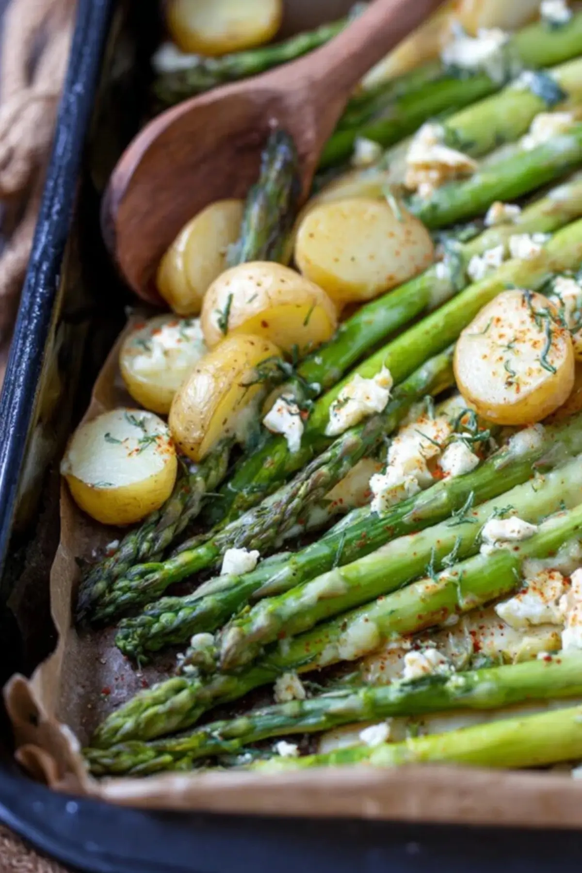 Grüner Spargel im Backofen
