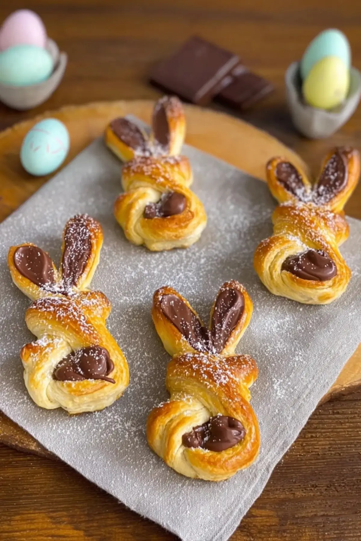Osterhasen aus Blätterteig mit Schoko Füllung