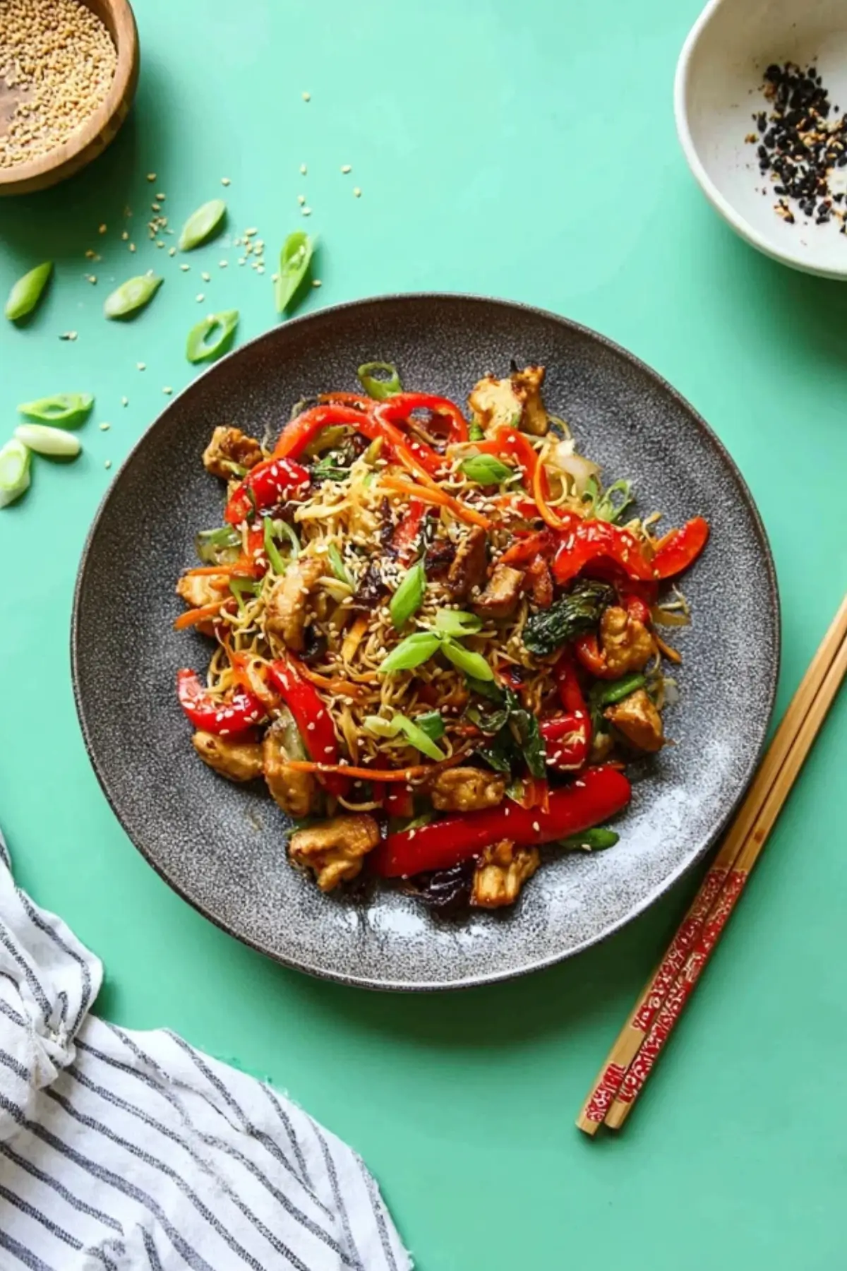 Asiatische Hähnchen Gemüse Pfanne