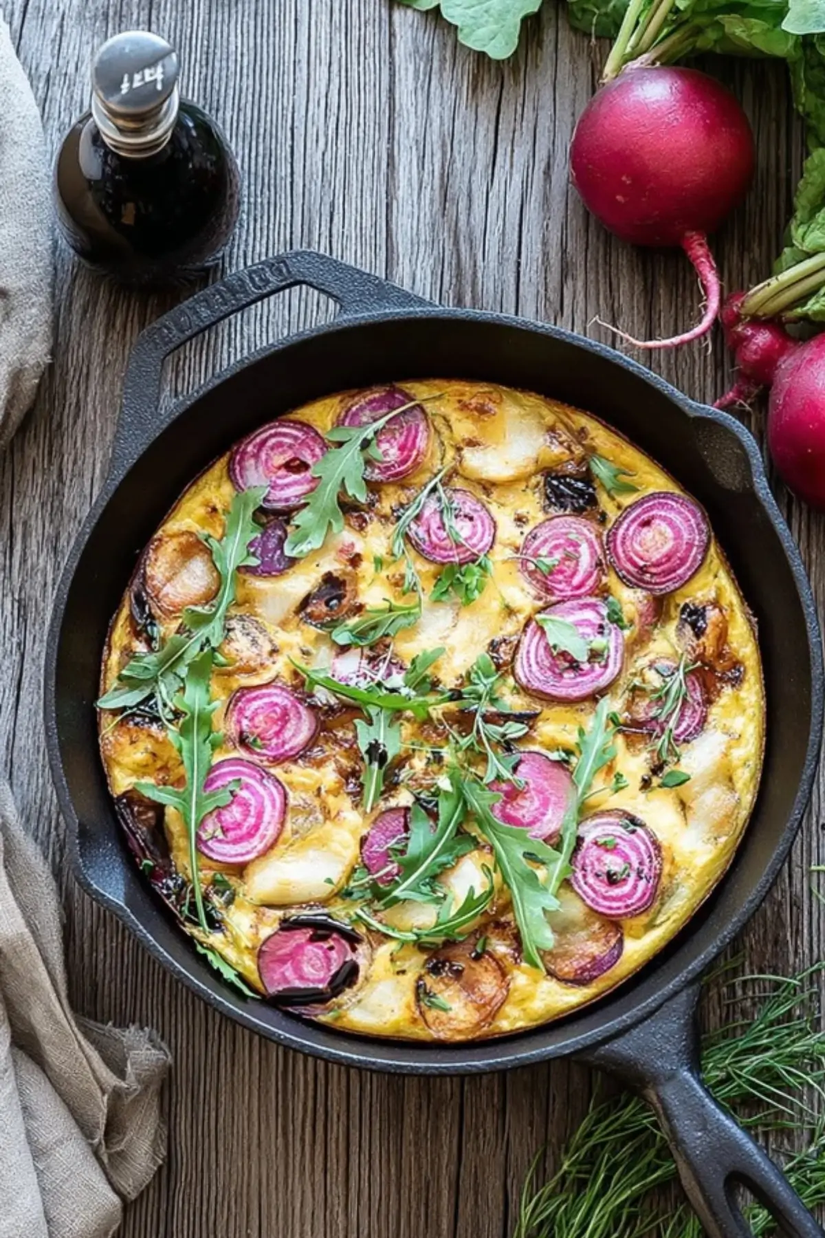 Bunte Frittata mit gerösteten Radieschen und Aceto Balsamico