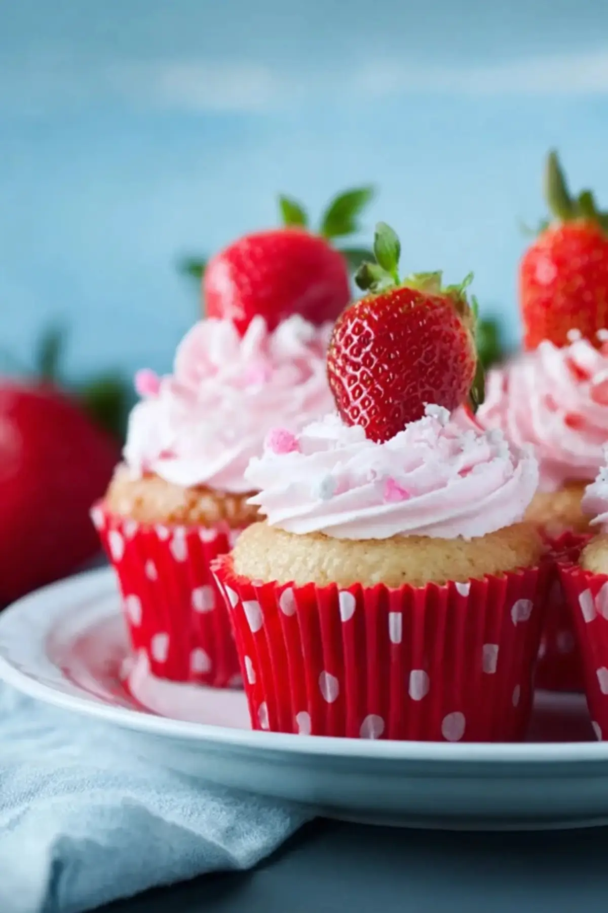 Cupcakes mit Erdbeeren