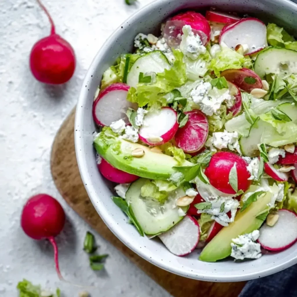 Radieschen Gurken Hüttenkäse Salat