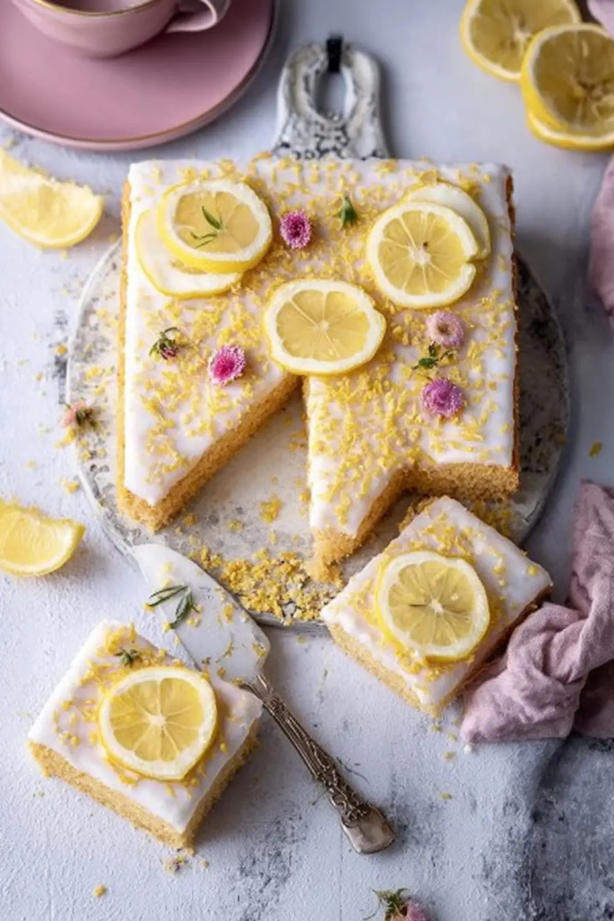 Saftiger Zitronen Joghurt Blechkuchen
