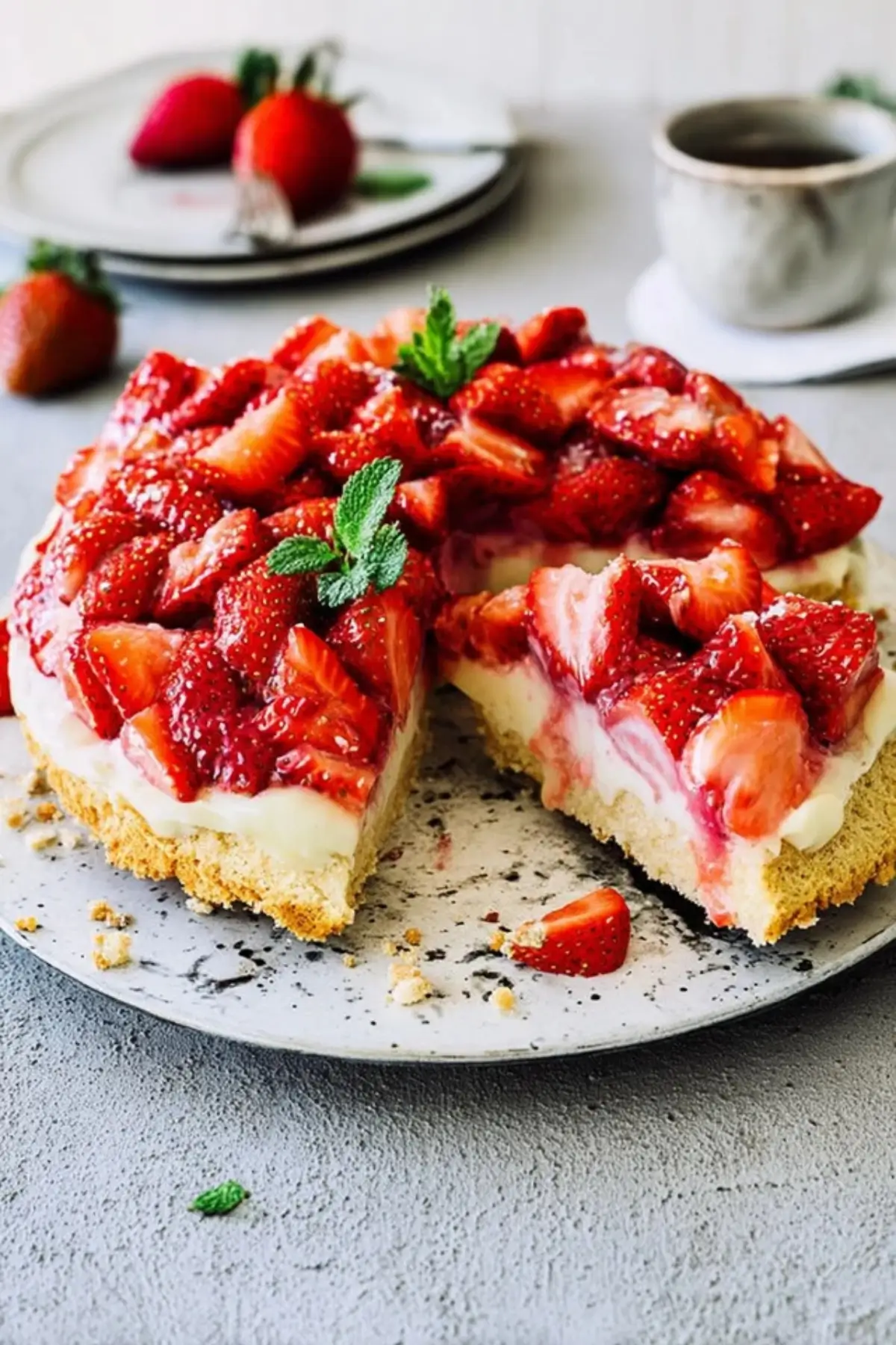 Erdbeerkuchen mit Biskuit