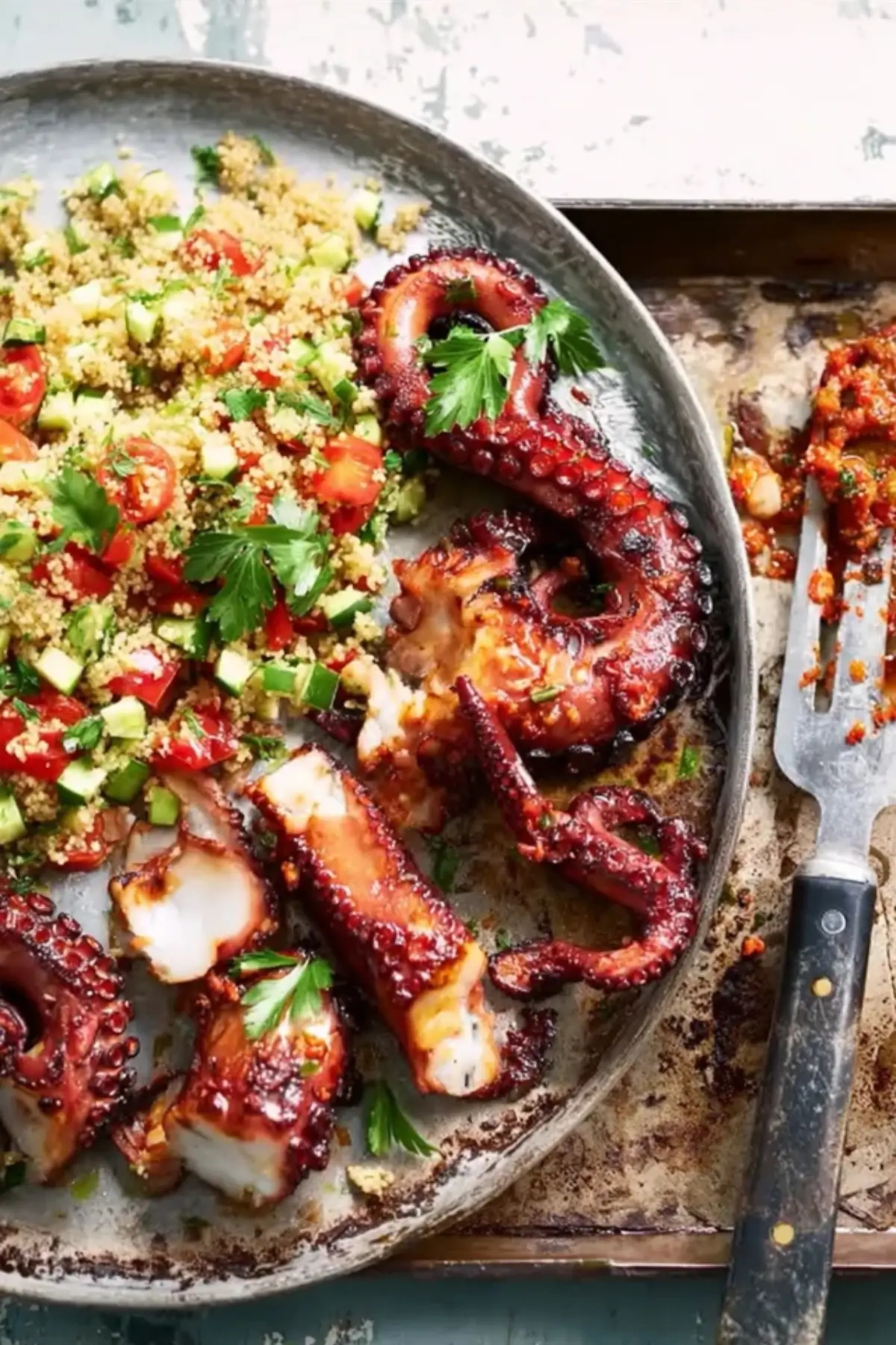Gegrillter Pulpo mit Bulgur