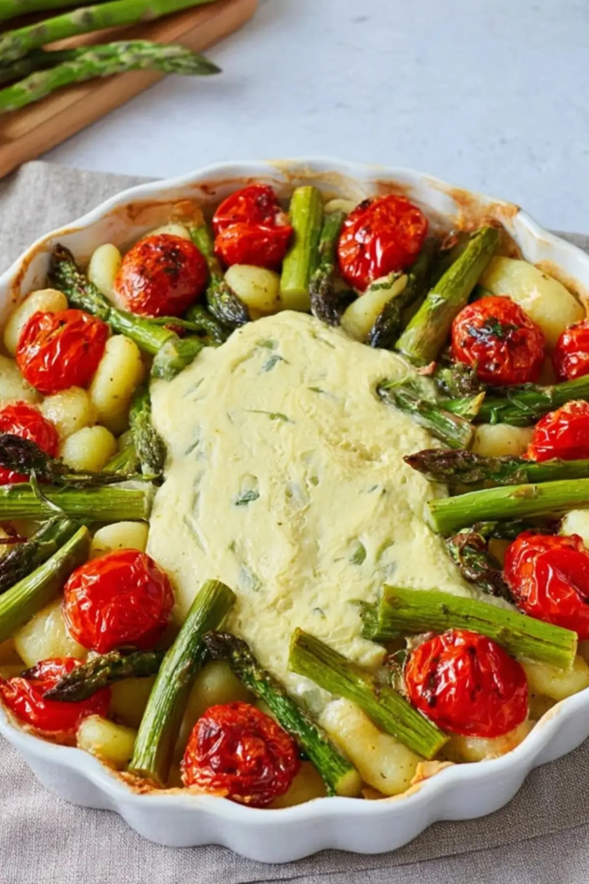 Gnocchiauflauf mit grünem Spargel