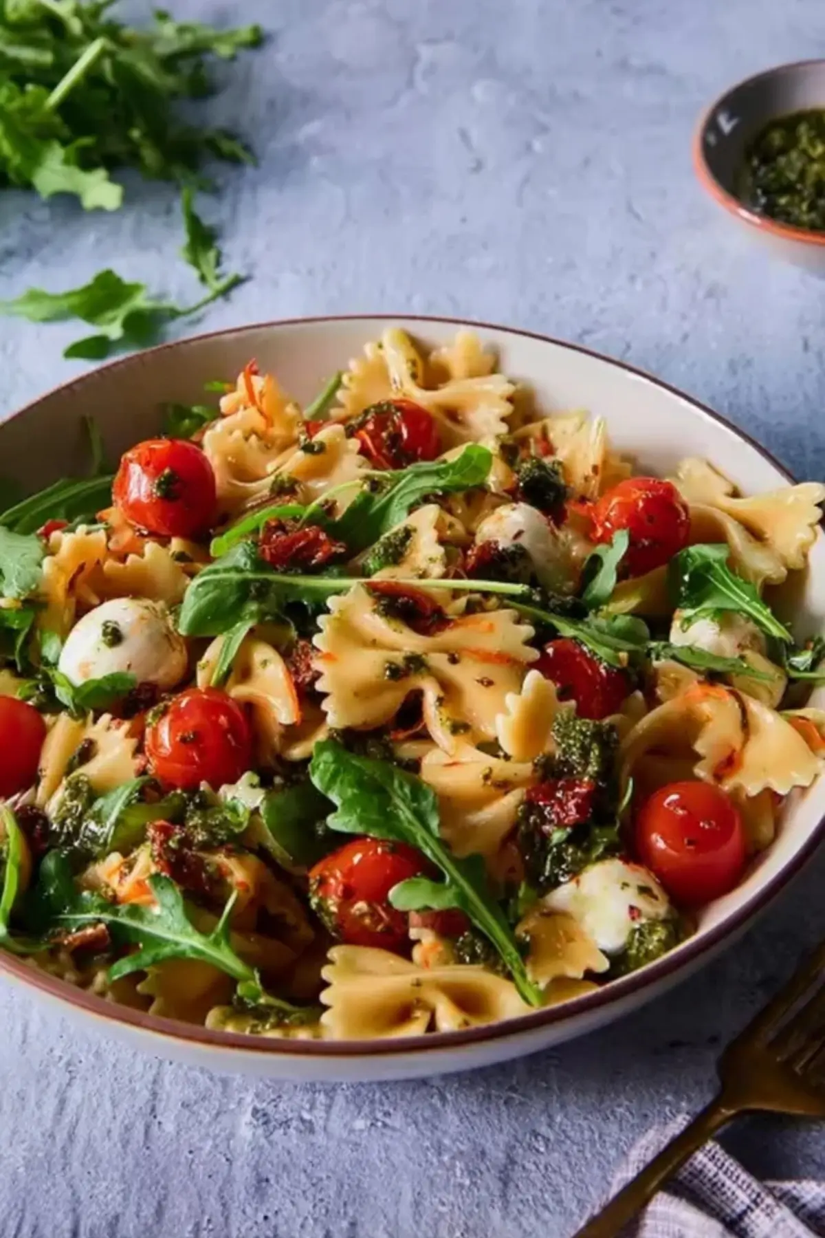 Mediterraner Nudelsalat mit Pesto