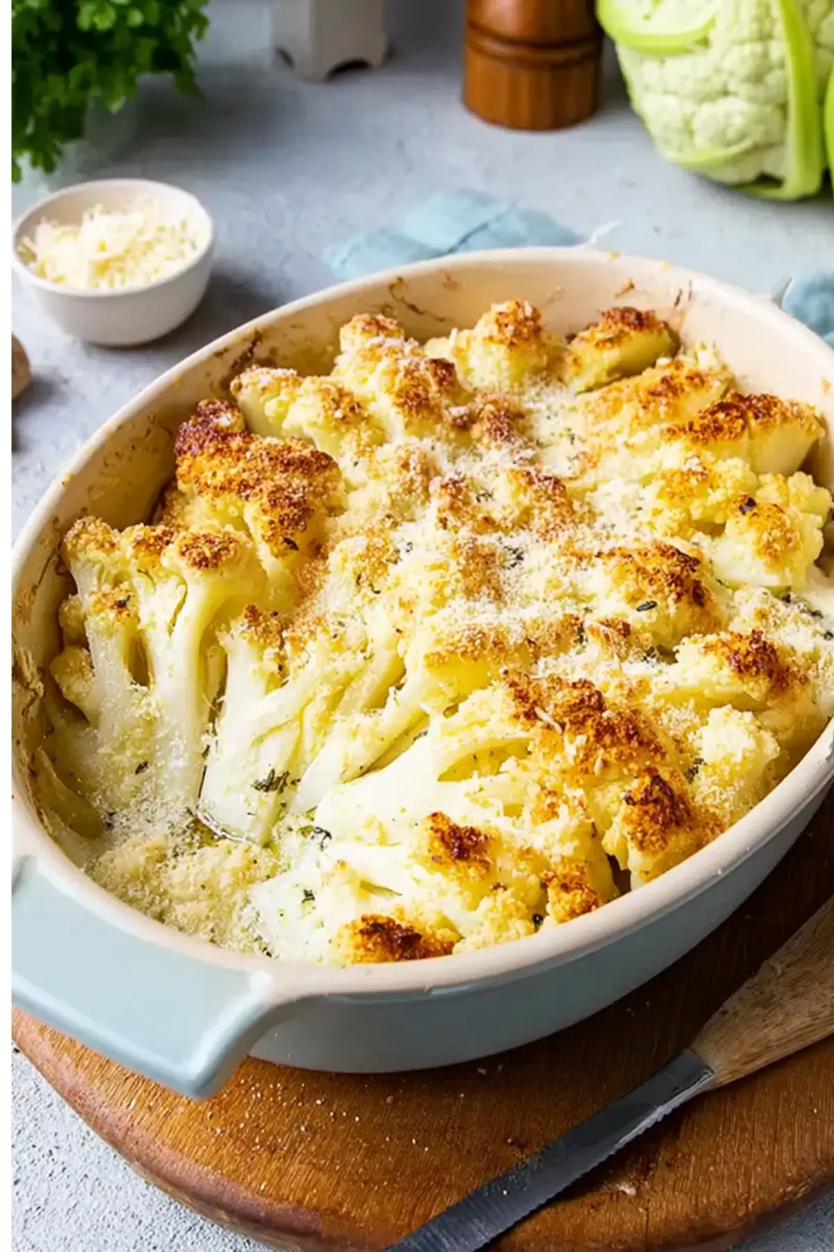 Überbackener Ofen Kohlrabi mit Frischkäse