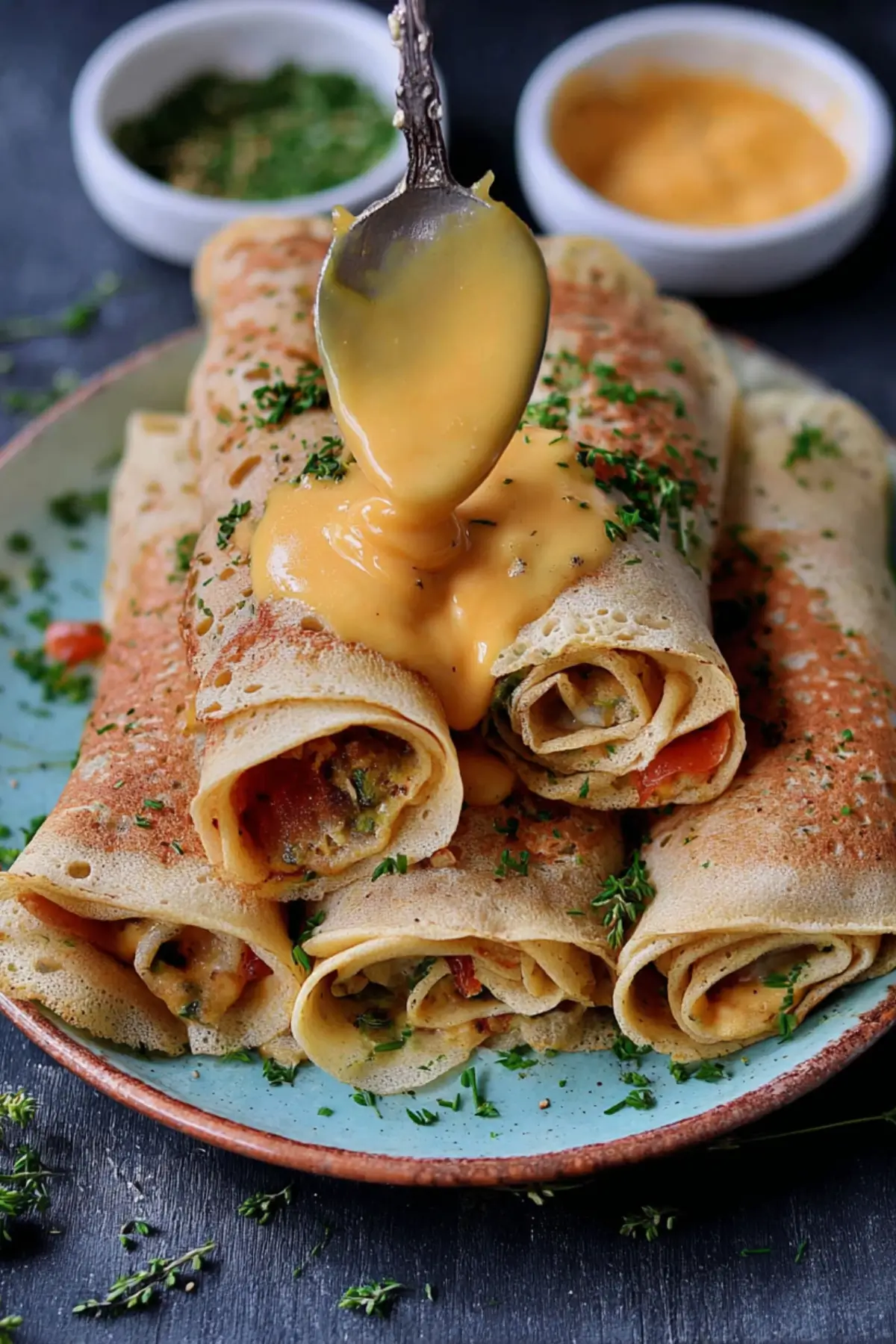 Herzhafte Crepes mit Gemüsefüllung