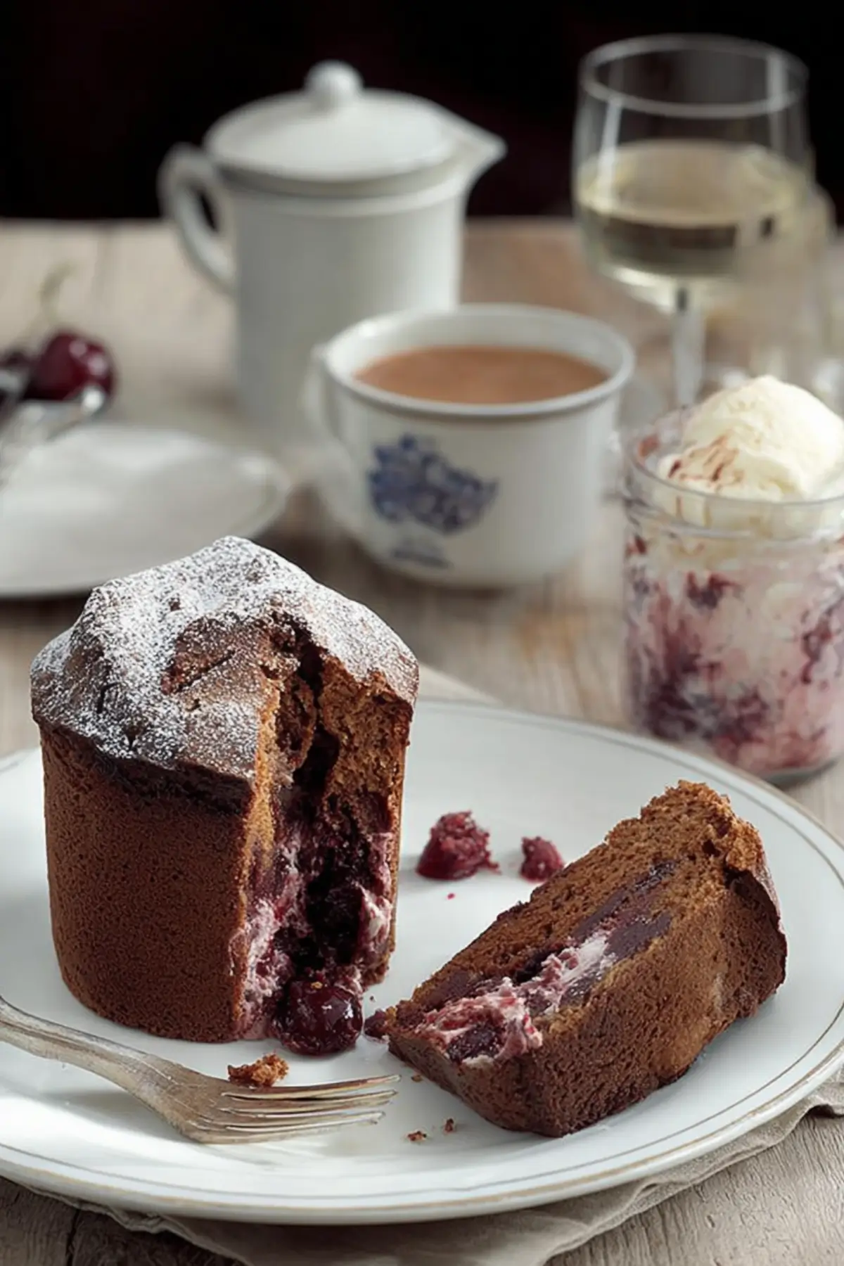 Rotweinkuchen mit Wein Kirsch Sahne