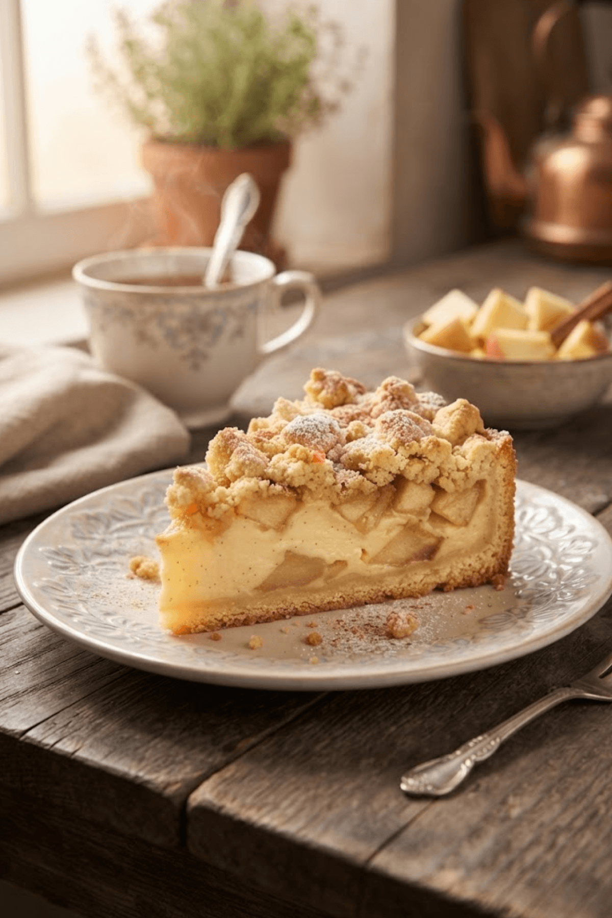 Apfel Pudding Kuchen Mit Streuseln