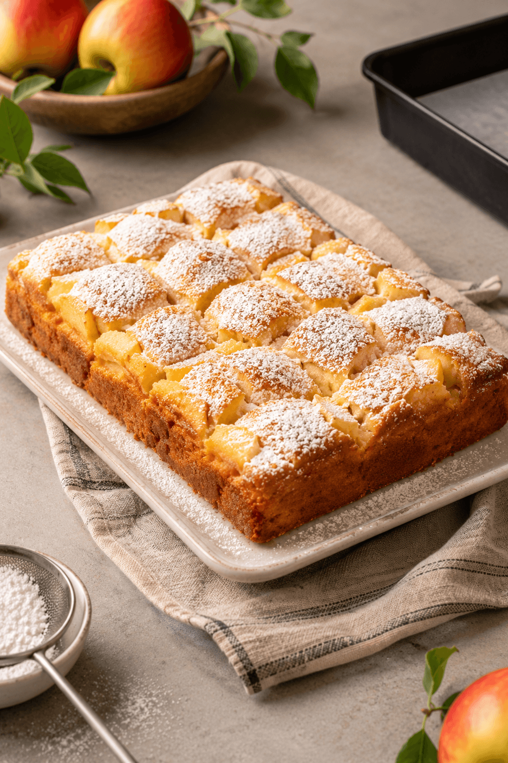 Apfelkuchen mit Vanillepudding