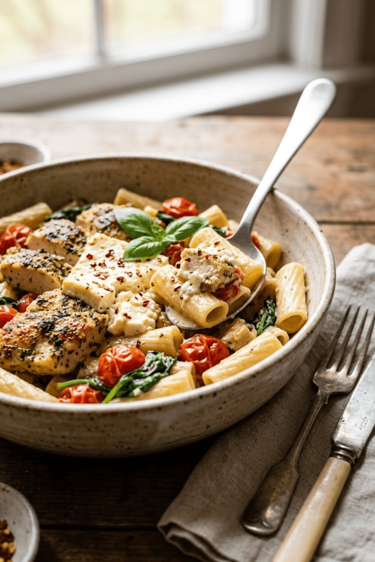Creamy Chicken Feta Pasta