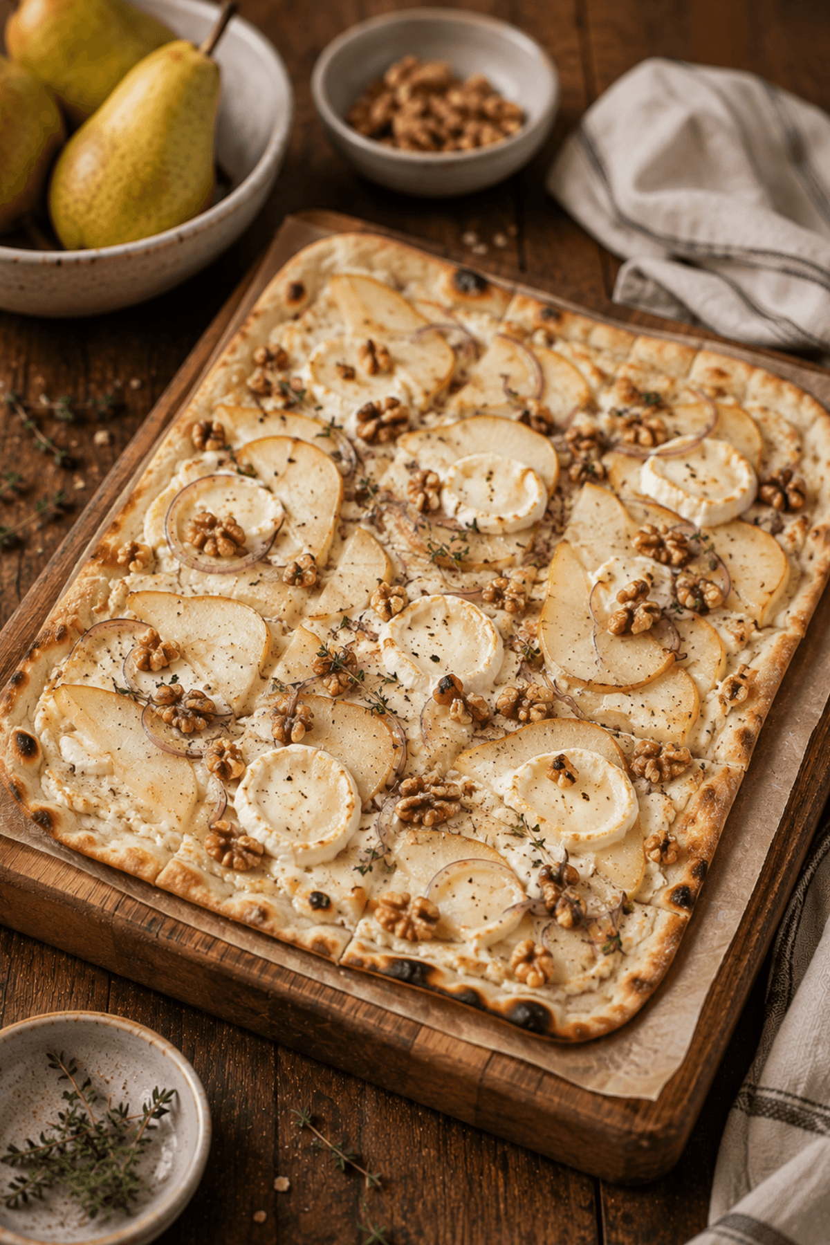 Flammkuchen mit Birne & Ziegenkäse