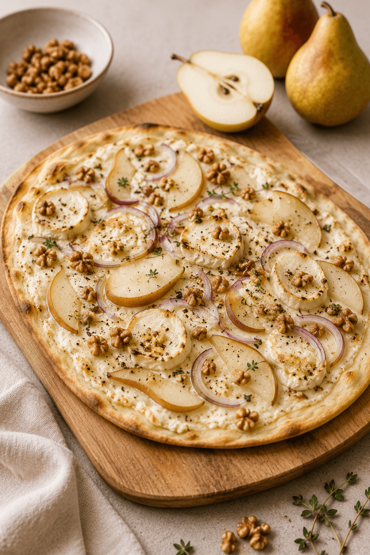 Flammkuchen Mit Birne Und Ziegenkase