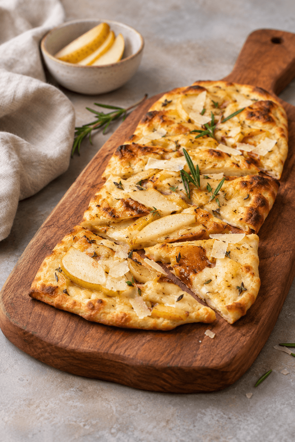 Flammkuchen mit Ziegenkäse, Rosmarin & Honig