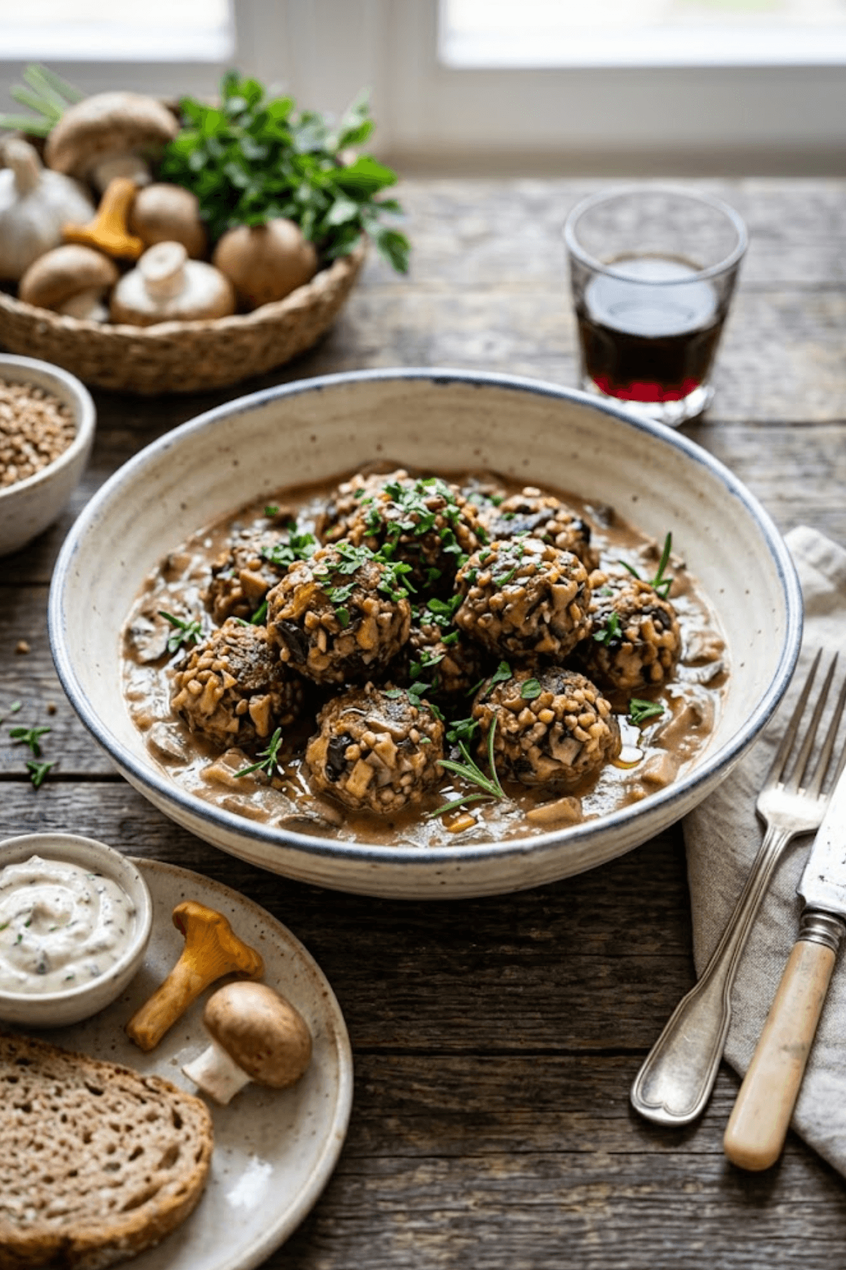 Gesunde vegane Pilzfleischbällchen