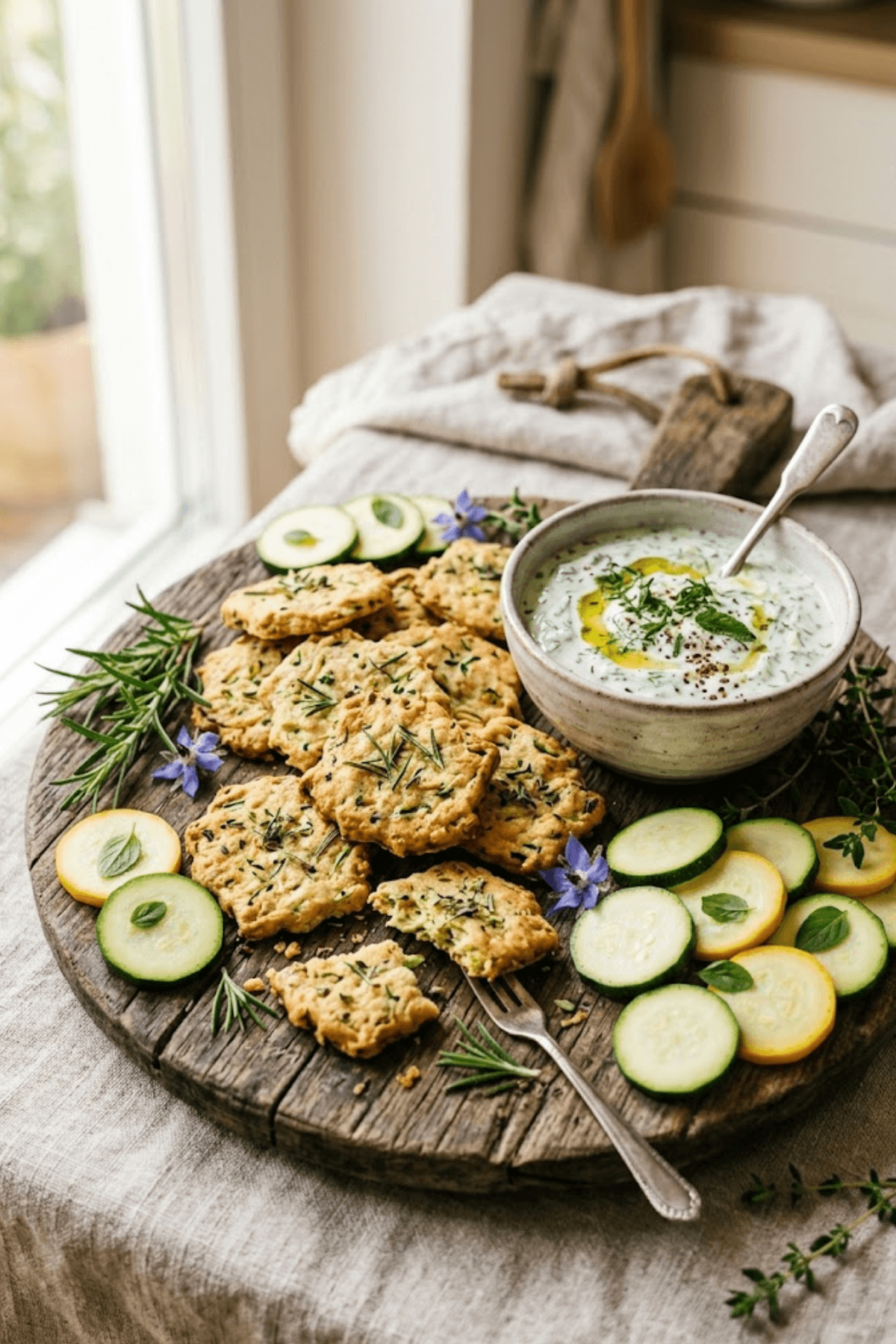 Zucchini Kräcker mit Kräutern für gesunden Snack