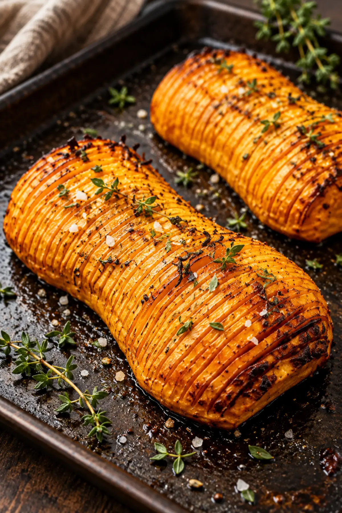 Butternut-Kürbis Hasselback