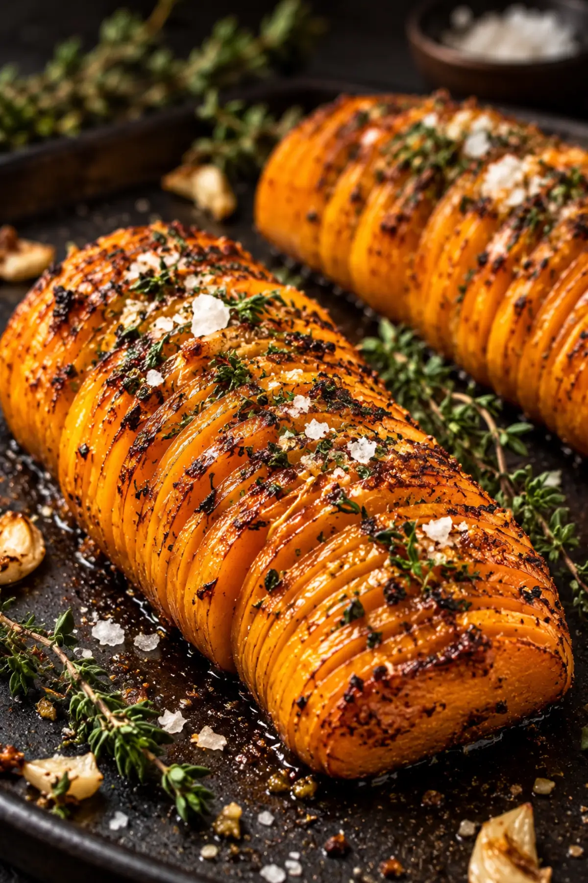 Butternut-Kürbis Hasselback