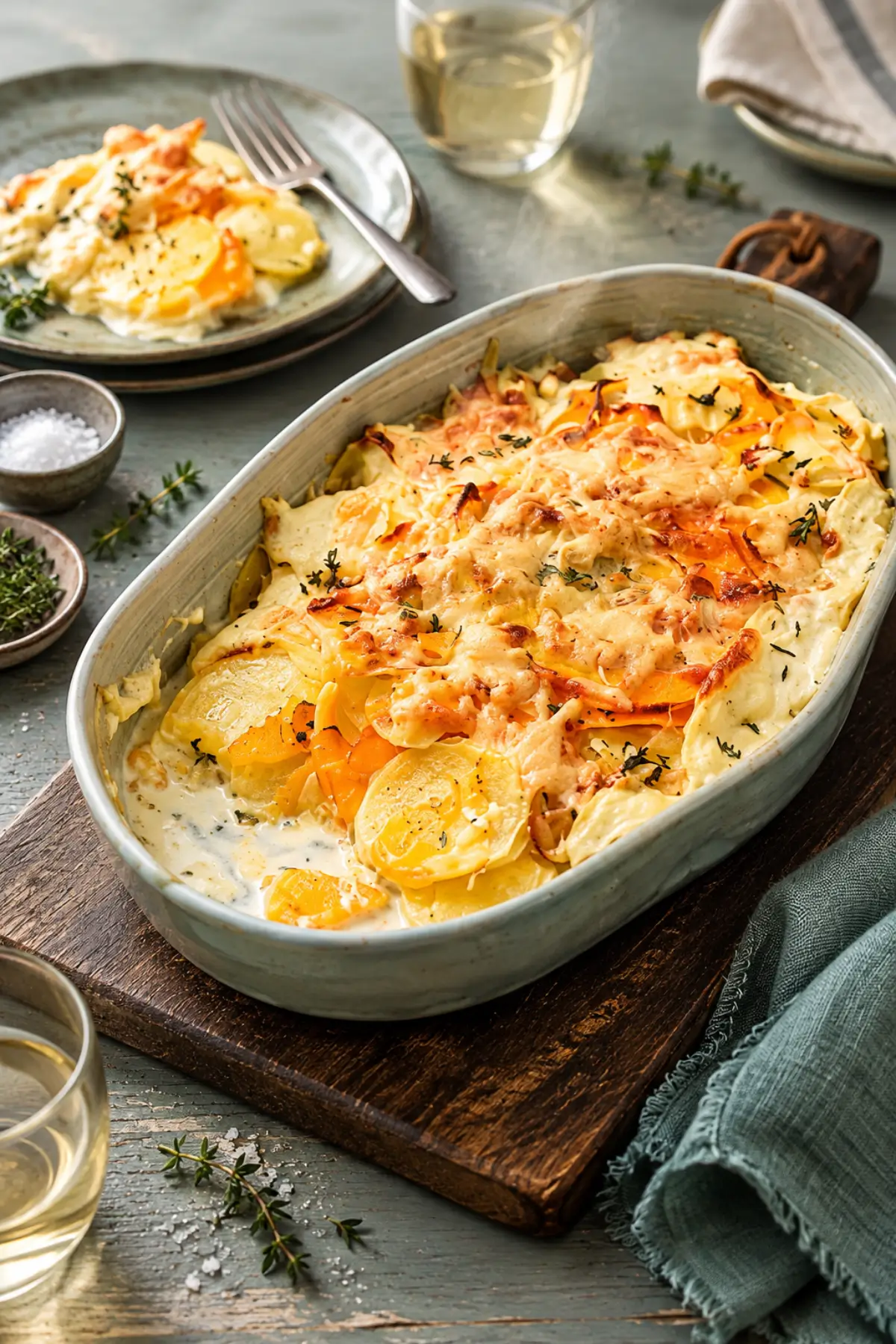 Kartoffel-Kürbis-Auflauf mit Parmesan
