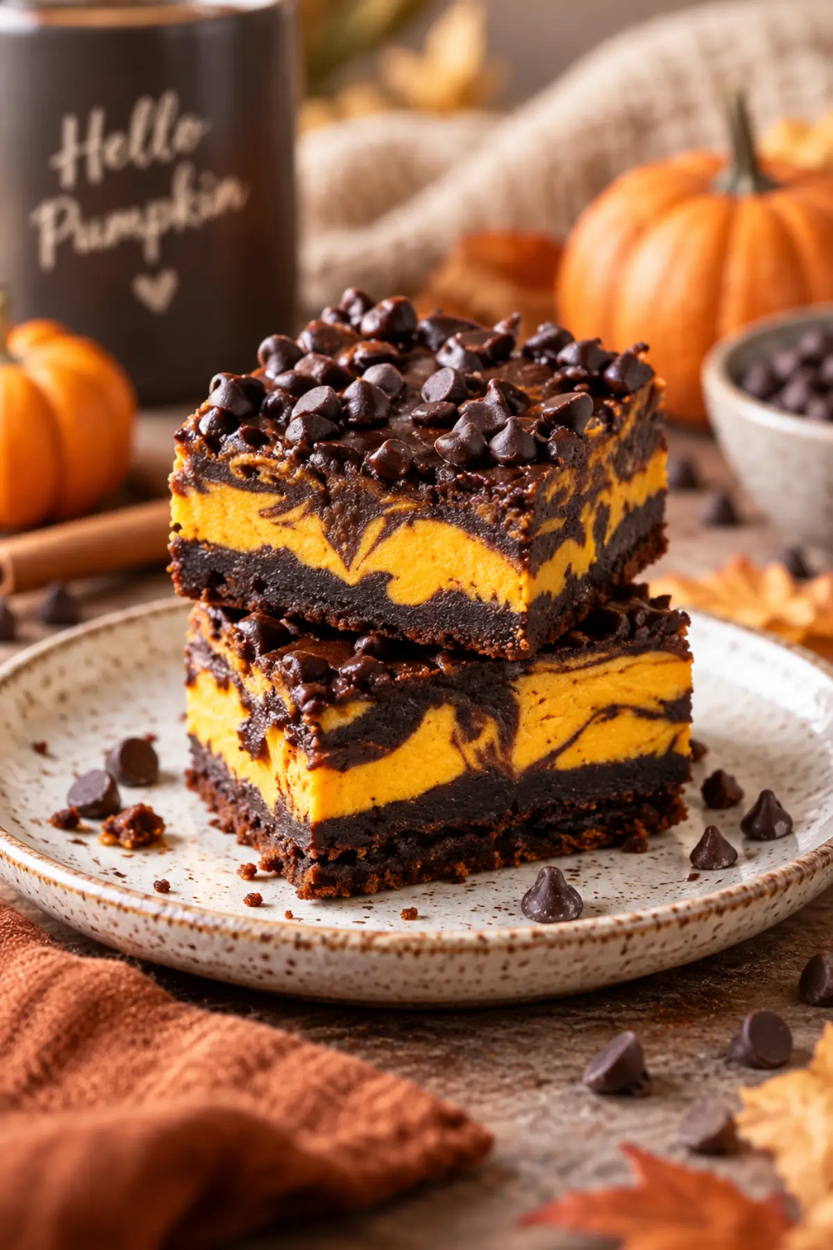 Kürbis Cheesecake Brownies